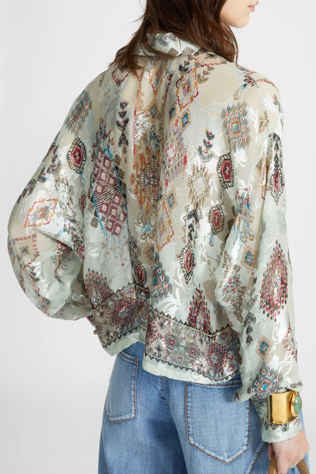 Cropped Boho-Print Blouse