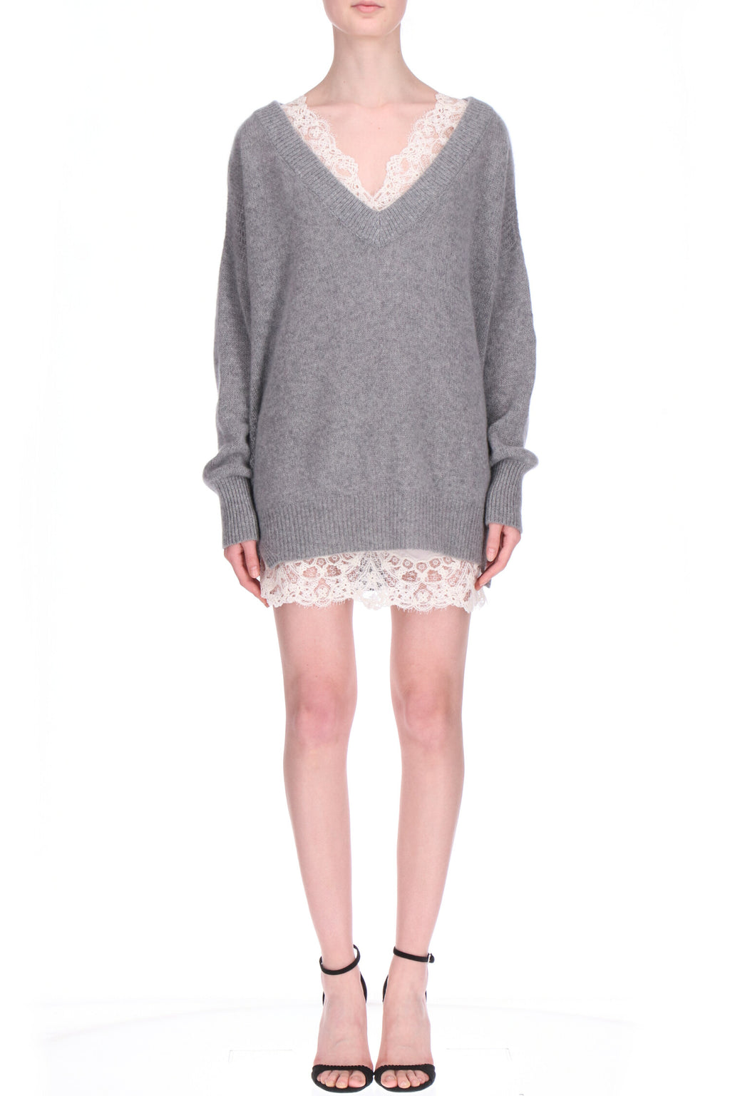 Oversized Cashmere Dress with Laces