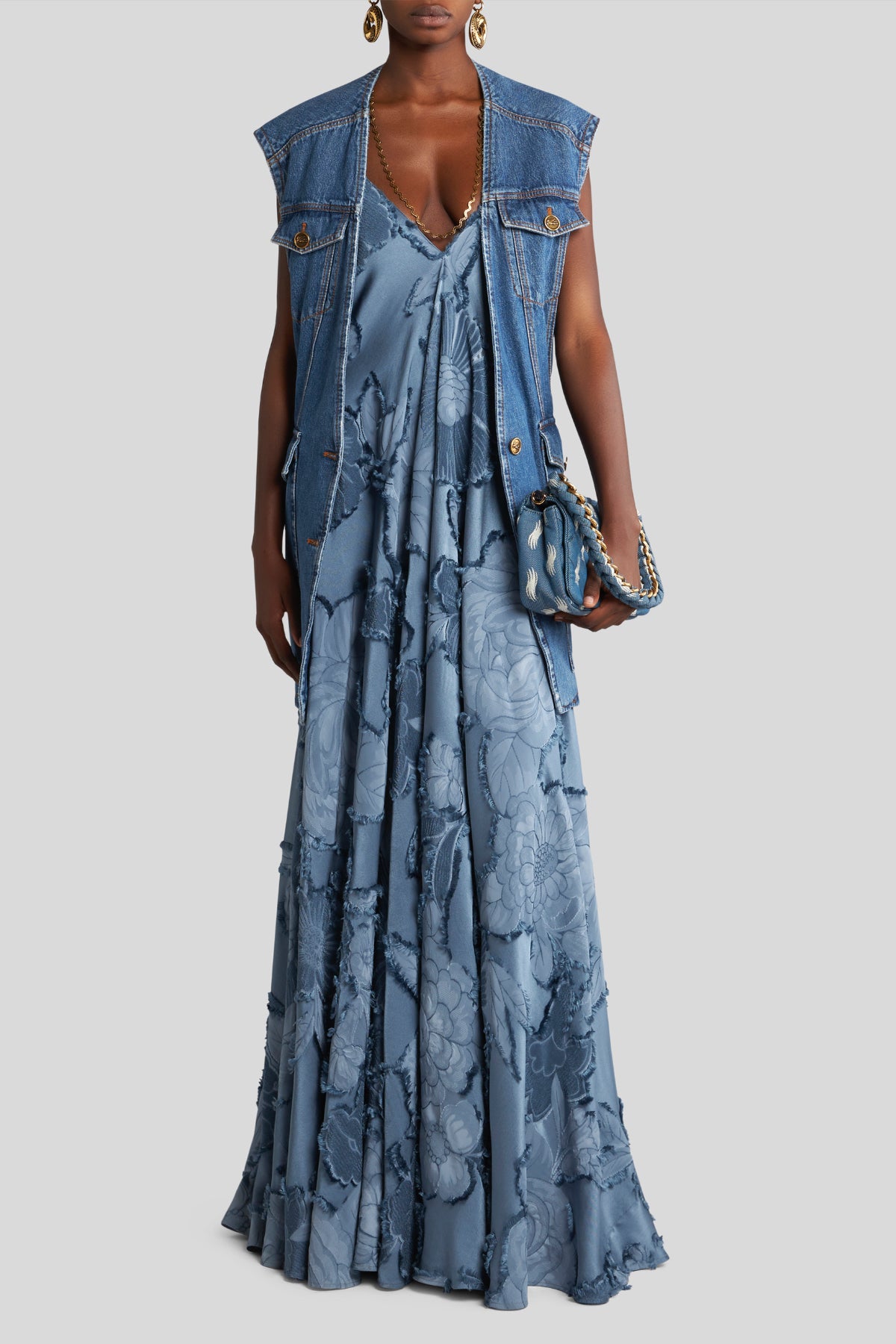 Denim Vest with Belt