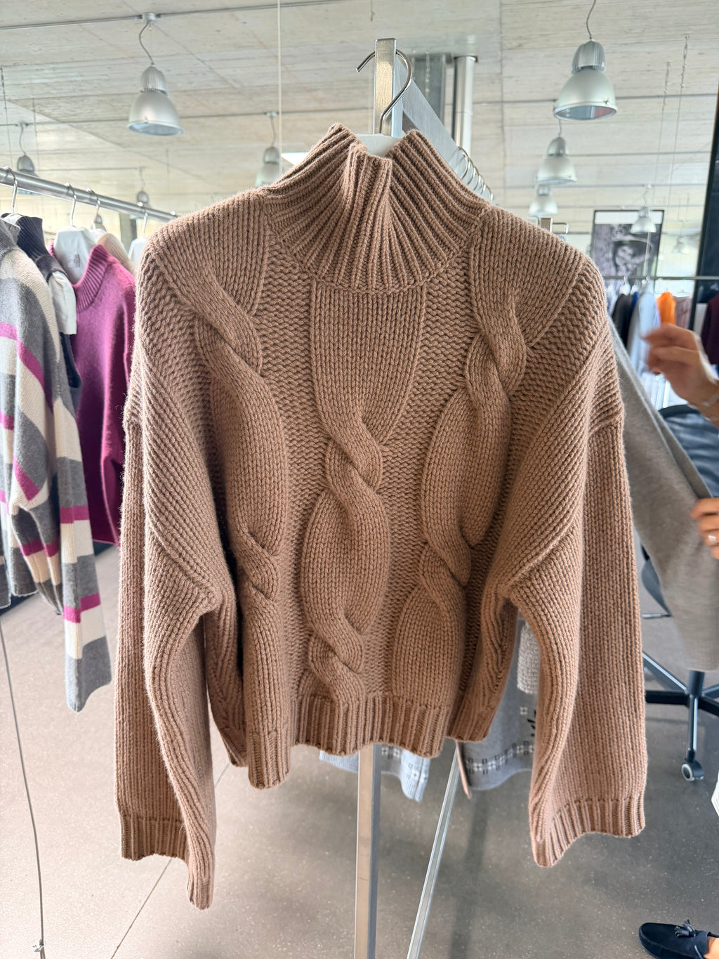 Cable-Knit High-Neck Sweater