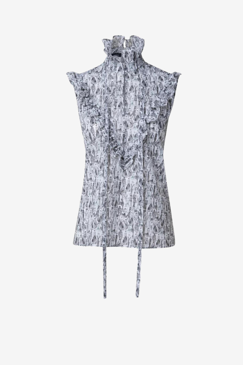 Bluse aus Baumwoll-Voile mit Croquis Druck