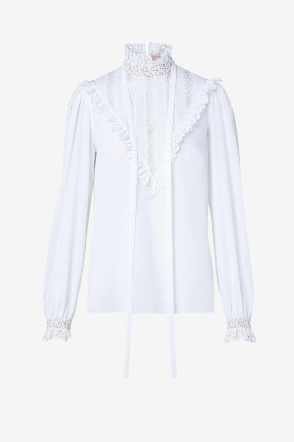 Bluse aus Baumwoll-Crêpe und Spitze