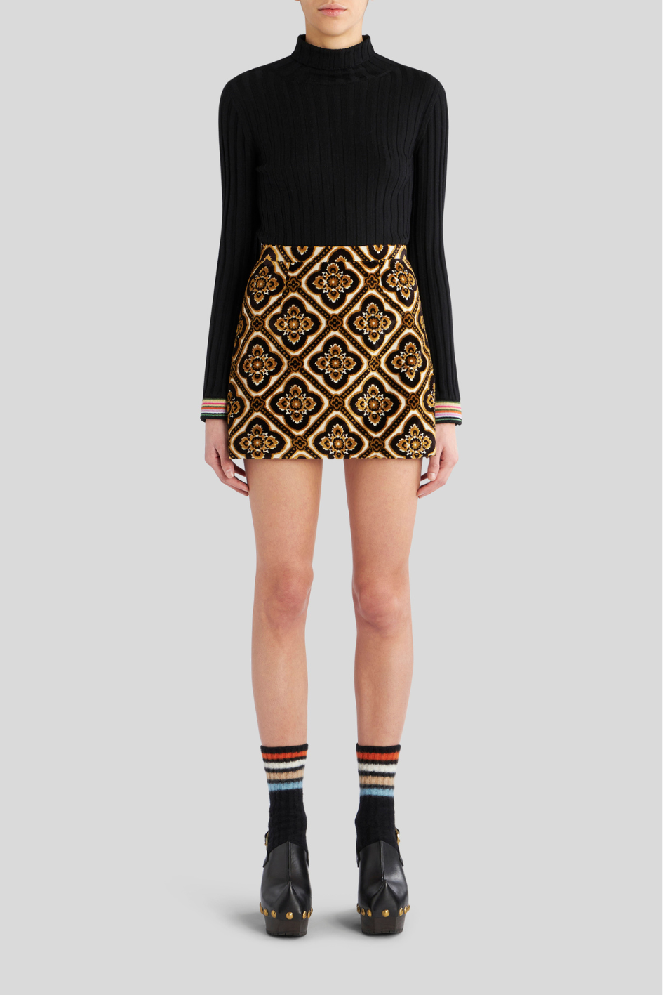 Jacquard Velvet Mini Skirt