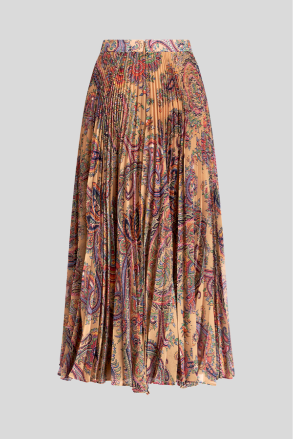 Pleated Georgette Midi Skirt