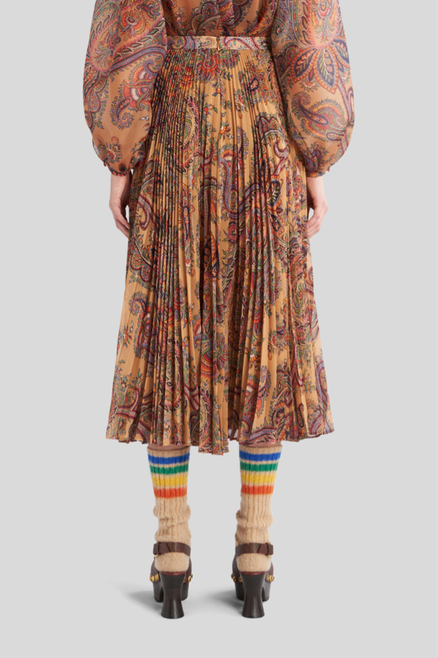 Pleated Georgette Midi Skirt