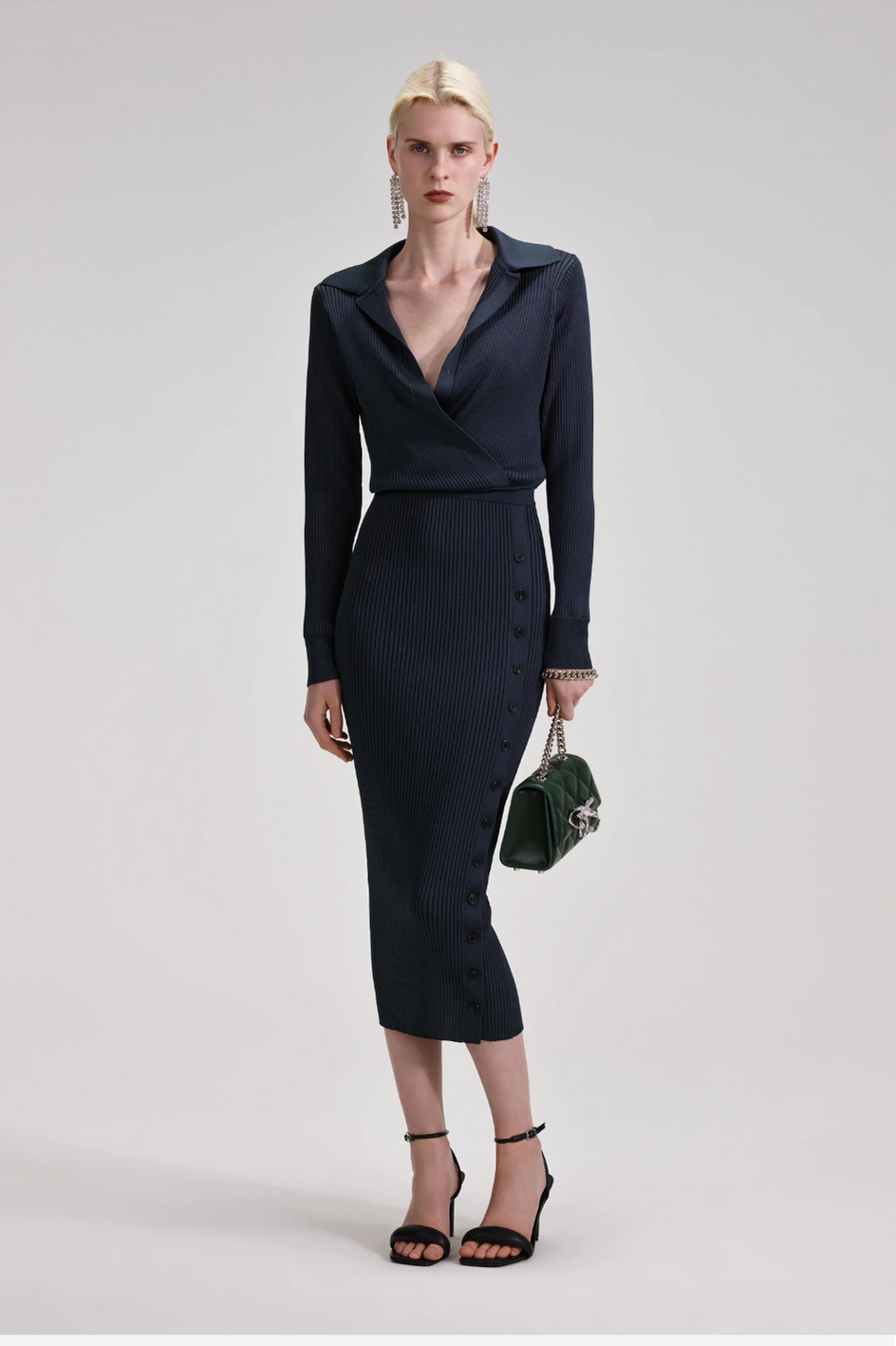 Grey Knit Midi Dress