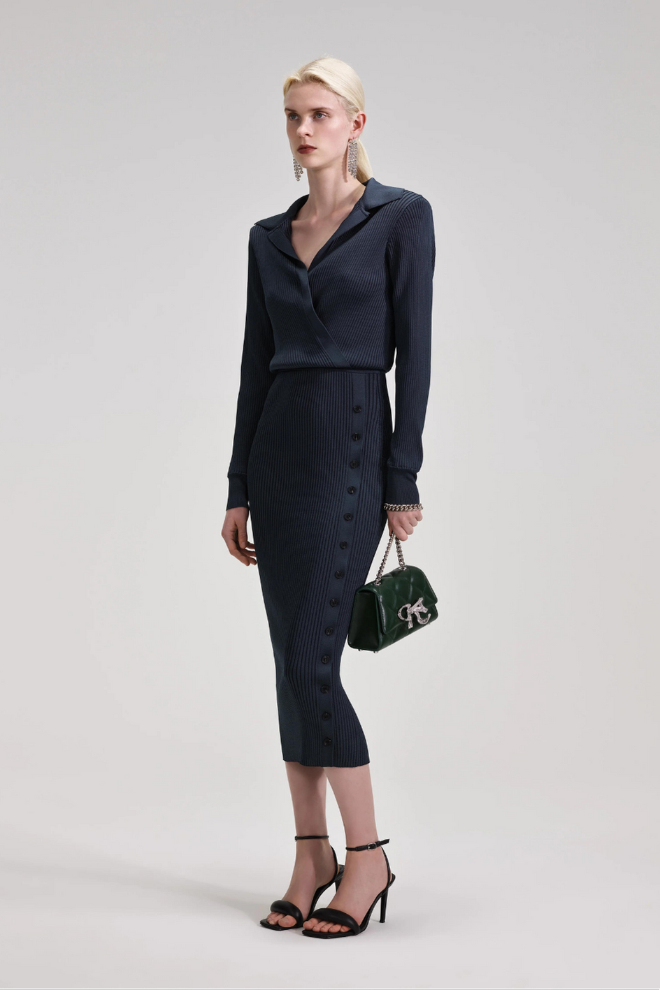 Grey Knit Midi Dress