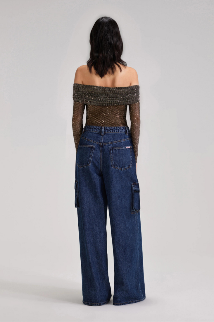 Black Rhinestone Fishnet Top