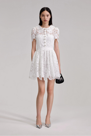 White Cord Lace Collar Mini Dress