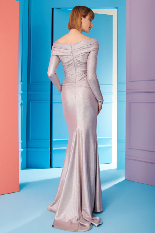Langes Kleid aus Mirrorball Stretch