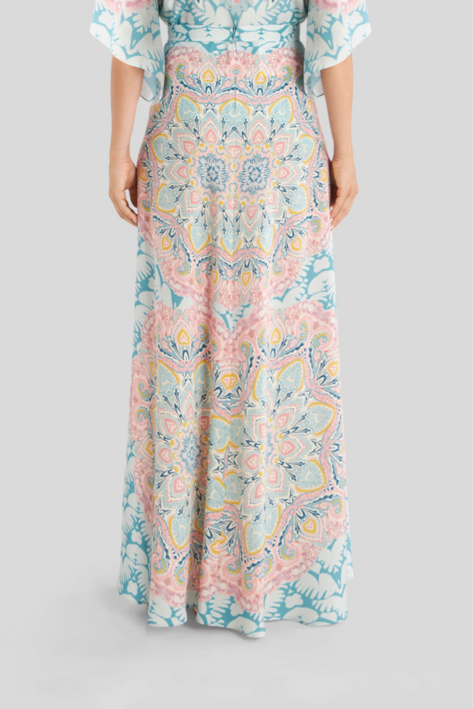 Maxi Silk Skirt with Paisley Pattern