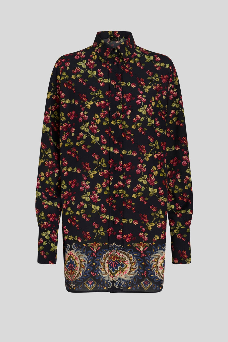 Long Printed Silk Shirt