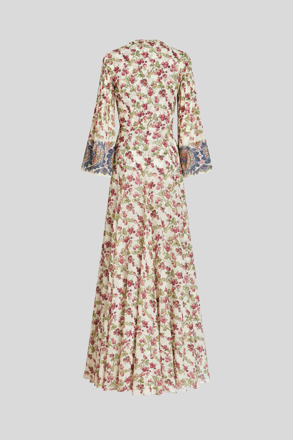Long Silk Dress with Berry Print