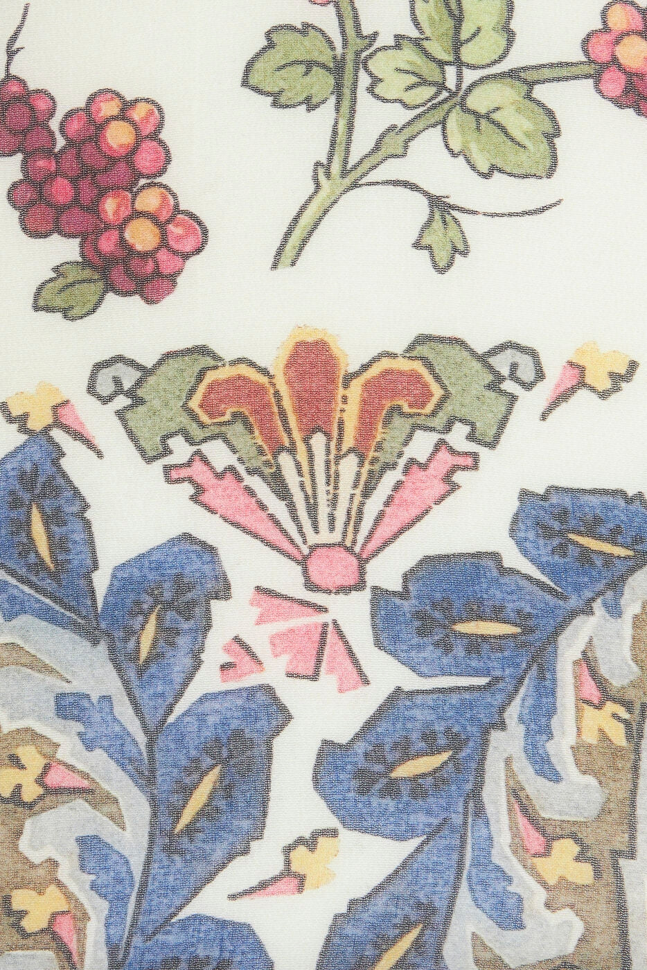 Long Silk Dress with Berry Print