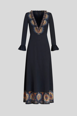 Long Silk Dress with Ruching