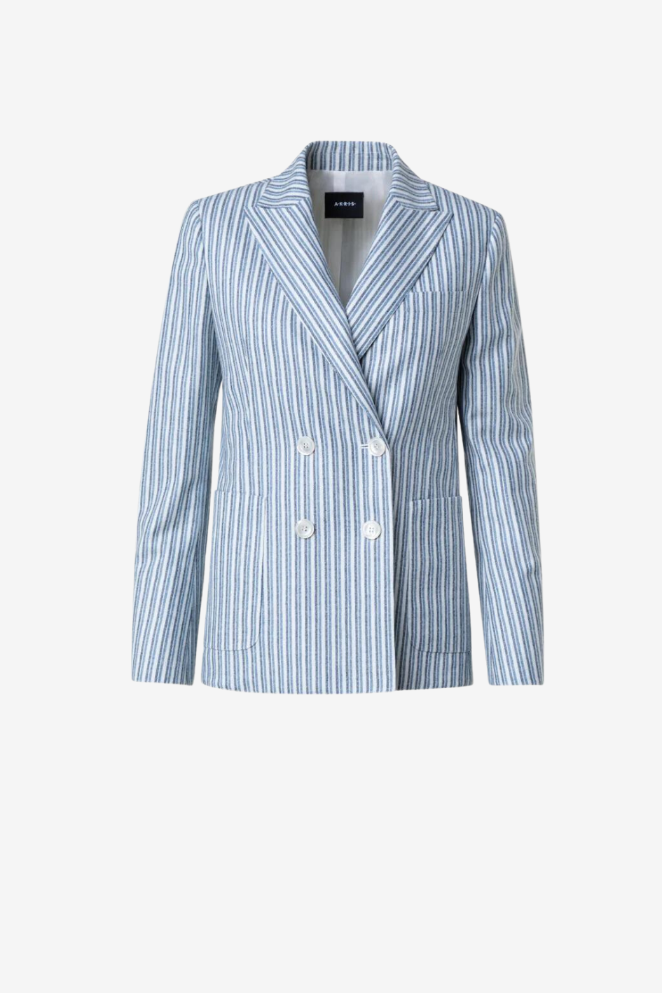 Zweireihige Jacke aus gestreiftem Woll-Flannel