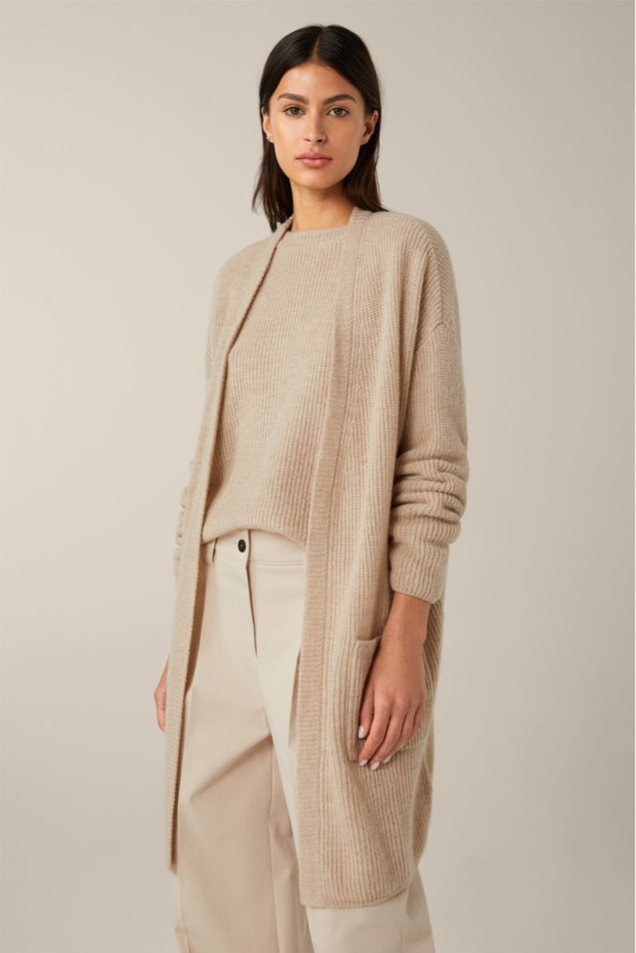 Wollmix-Cardigan mit Seide und Cashmere