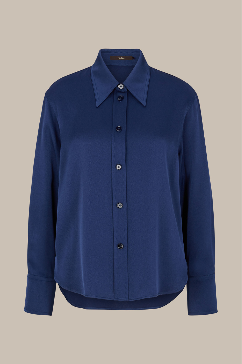 Crêpe-Langarm-Hemd-Bluse