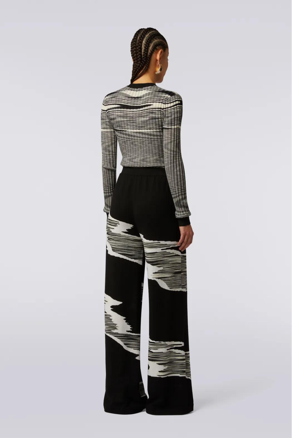 Knit Pants with Two Color Print