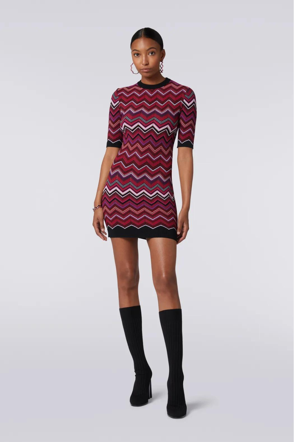 Short Hand Knitted Dress with Designer Motif
