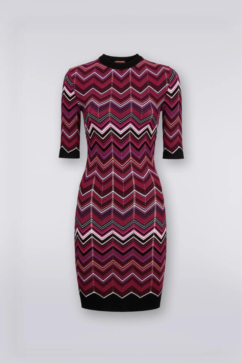 Short Hand Knitted Dress with Designer Motif