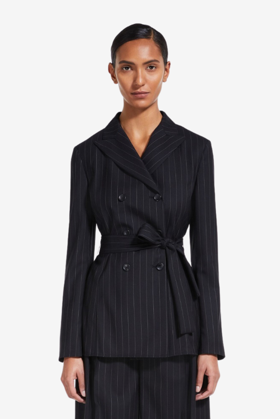 Doppelreihige Jacke aus Wolle mit Nadelstreifen