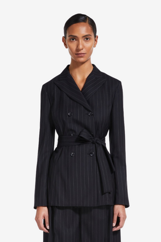 Doppelreihige Jacke aus Wolle mit Nadelstreifen