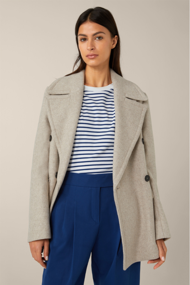 Woolmix-Caban-Jacke in Beige Meliert