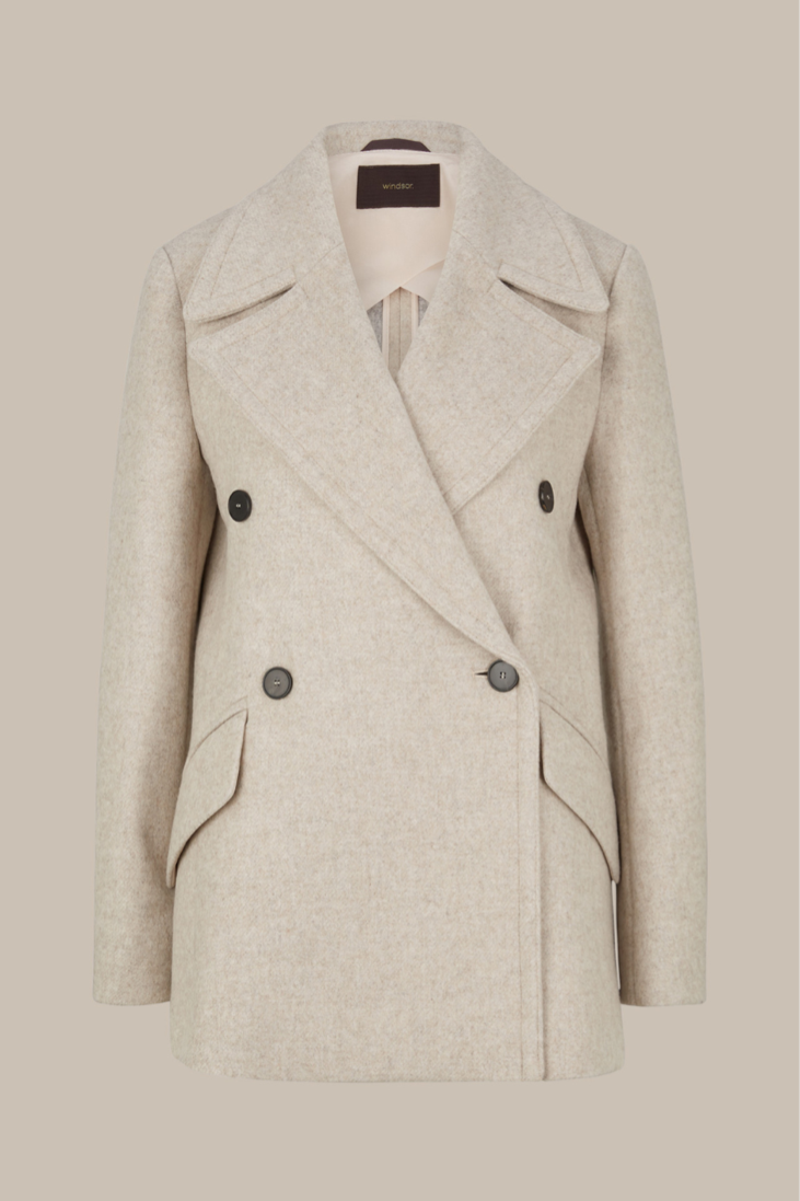 Woolmix-Caban-Jacke in Beige Meliert