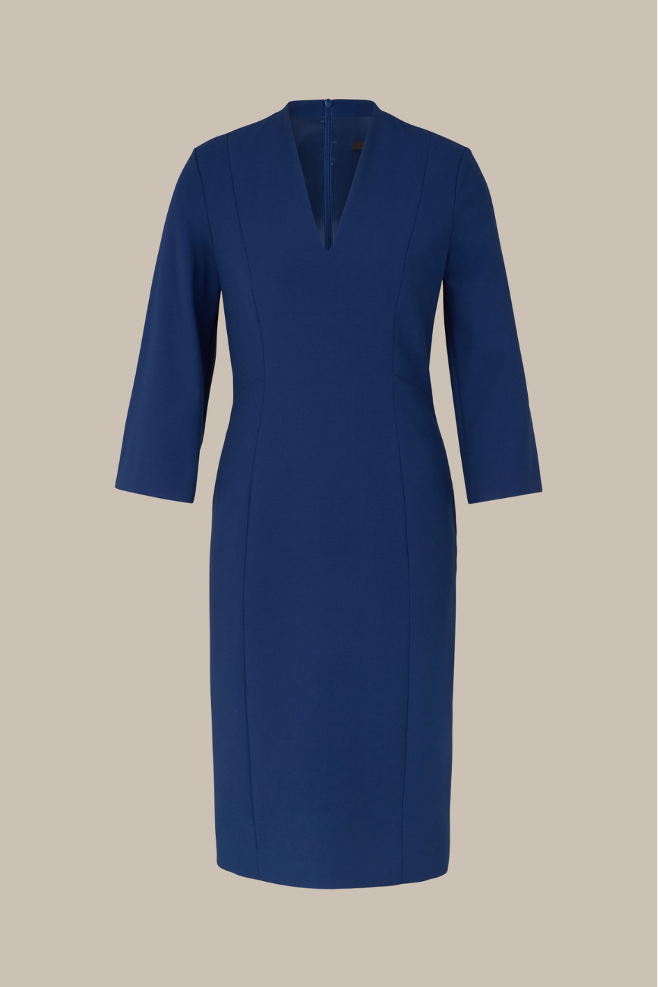 Crêpe-Etui-Kleid in Blau