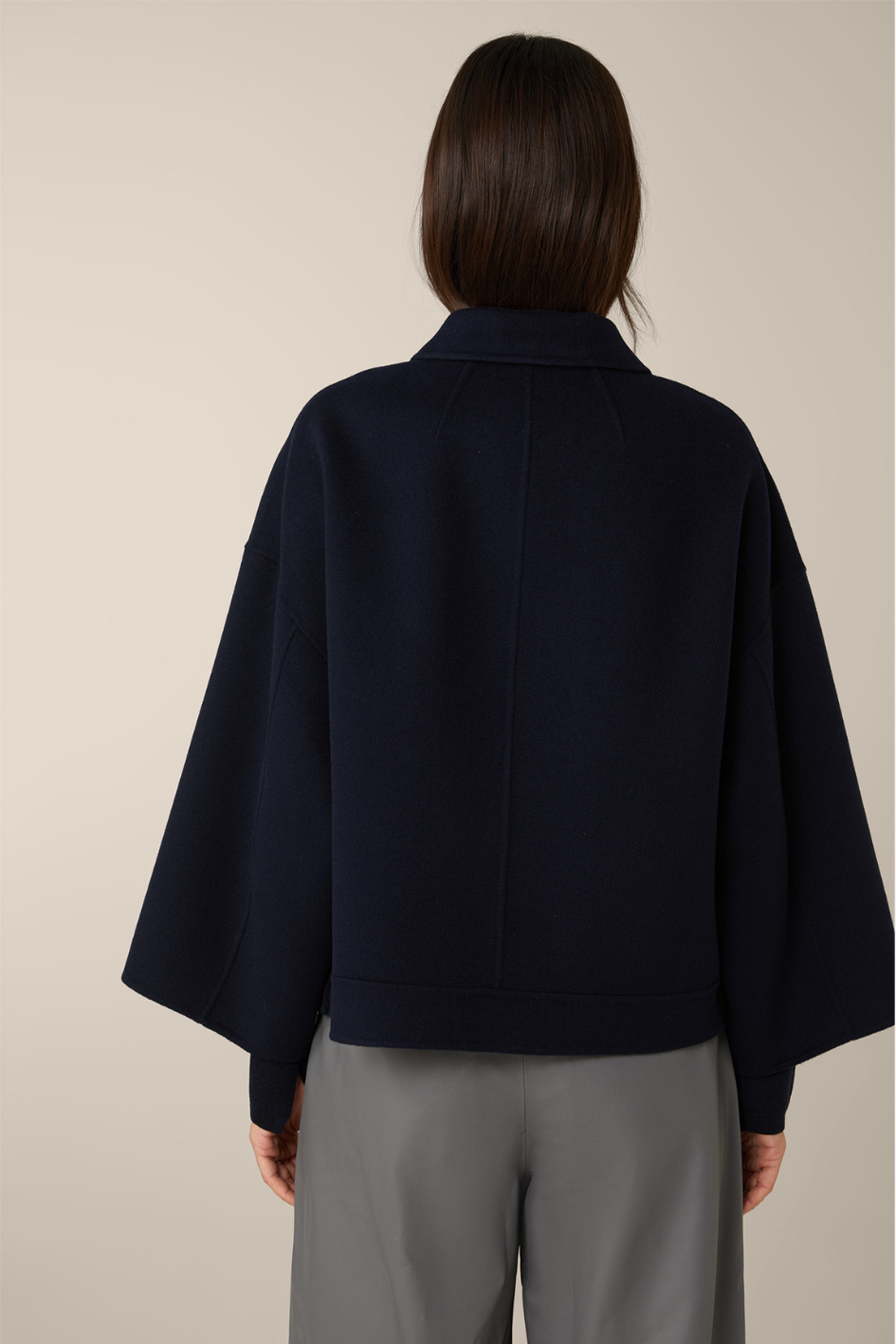 Doubleface-Cape-Jacke in Navy