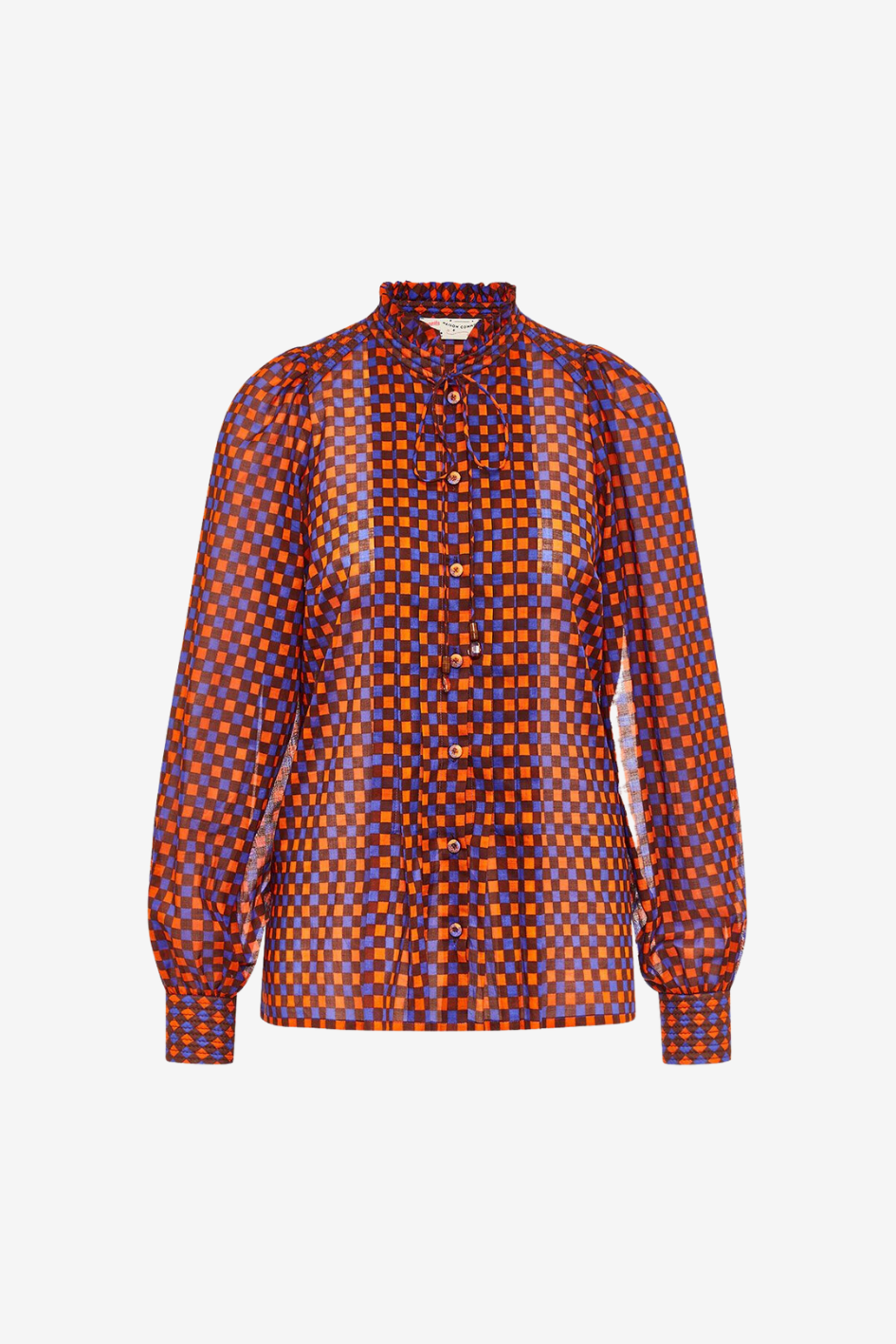 Long Sleeve Printed Blouse with Lace