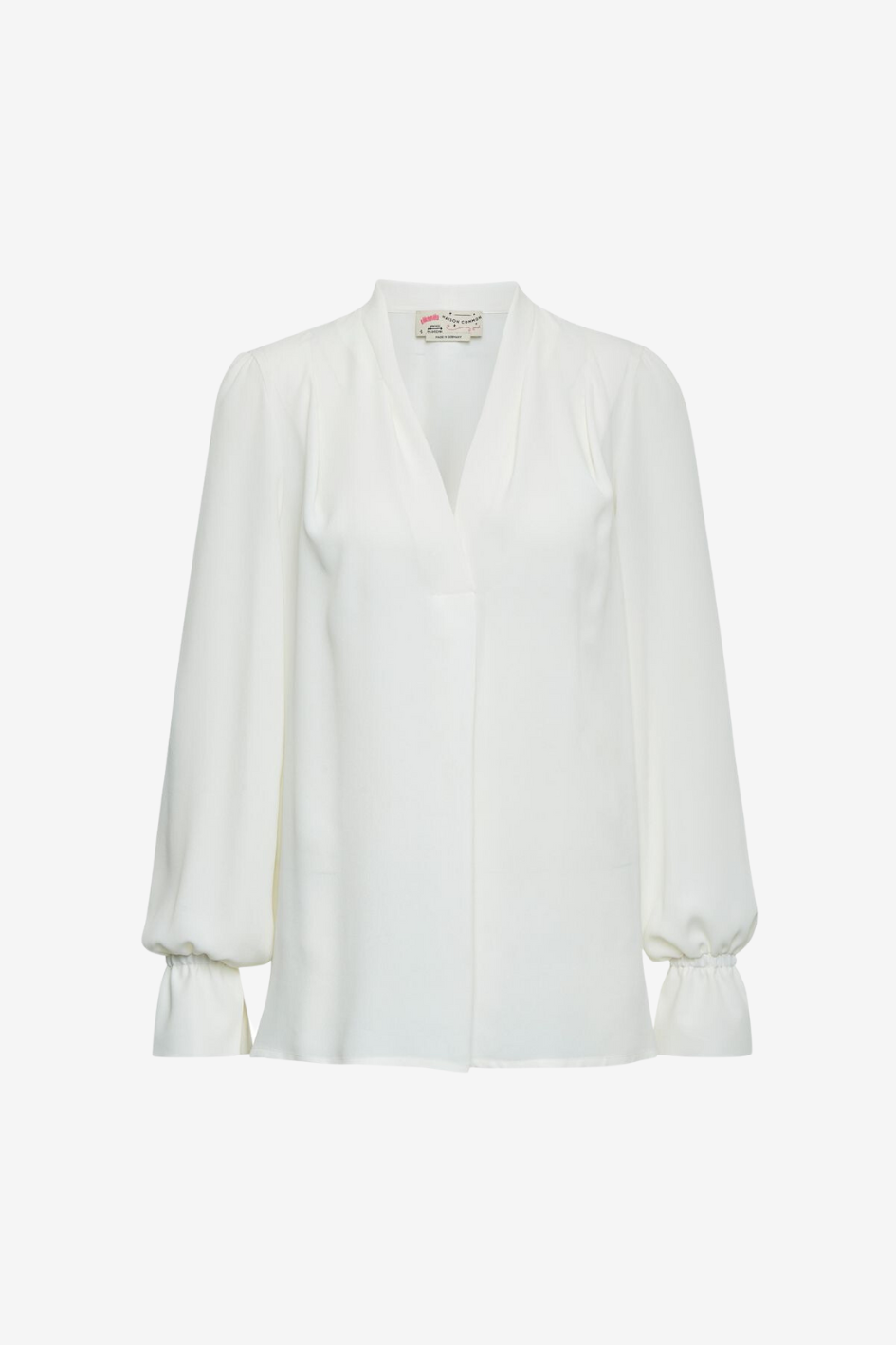 Blouse with V-Neck and Ruffle Sleeves