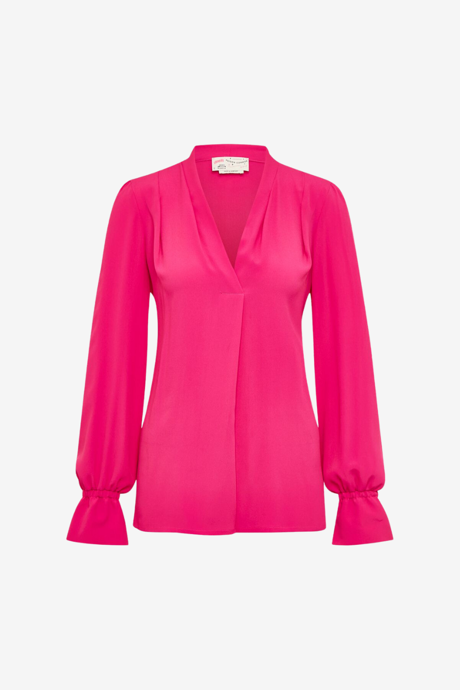 Blouse with V-Neck and Ruffle Sleeves