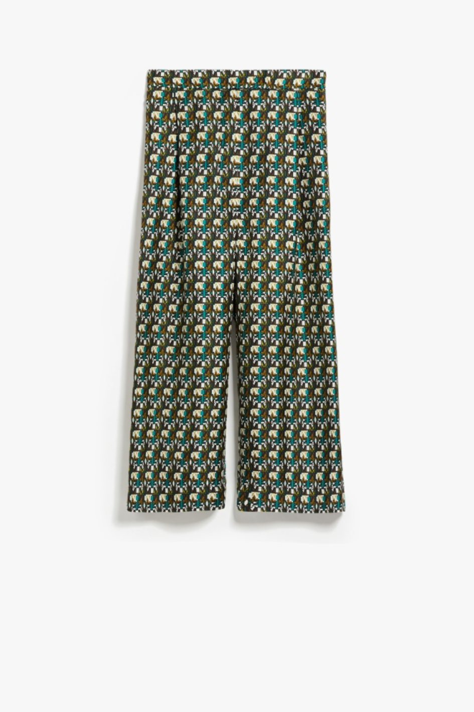 Cropped-Hose aus bedruckter Seide