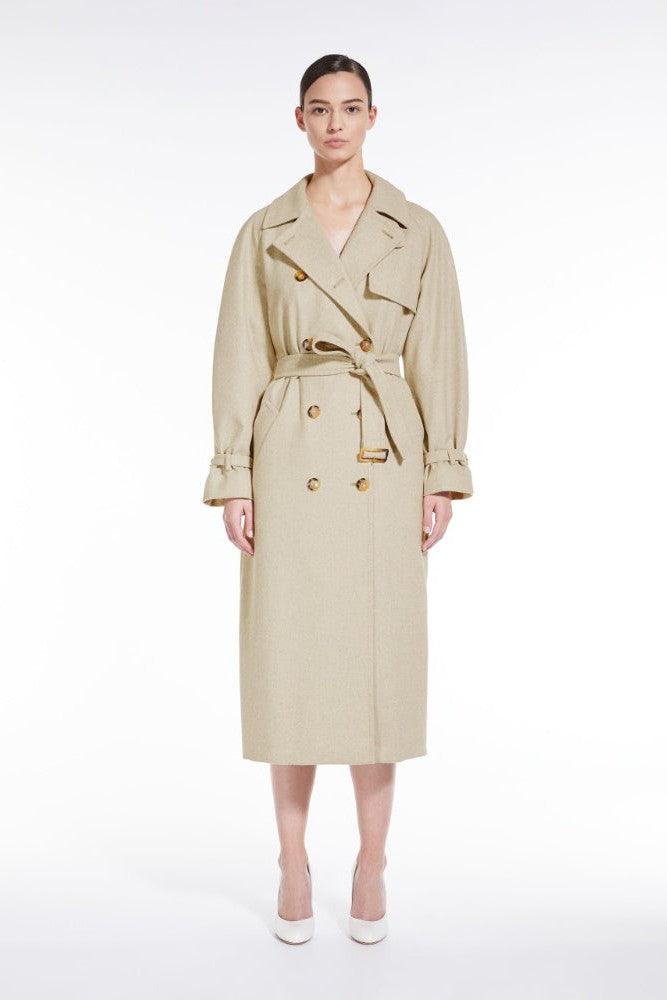 Trenchcoat aus Alpaka, Kaschmir und Kamelhaar