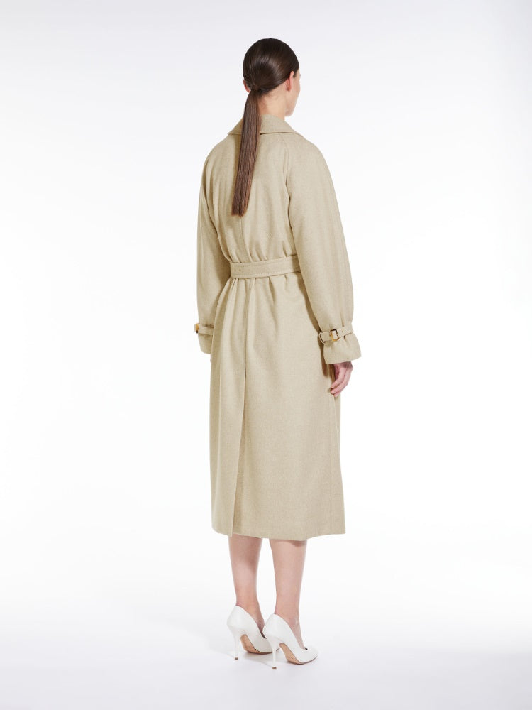 Trenchcoat aus Alpaka, Kaschmir und Kamelhaar