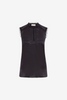 Sleeveless Black Blouse with Eylet