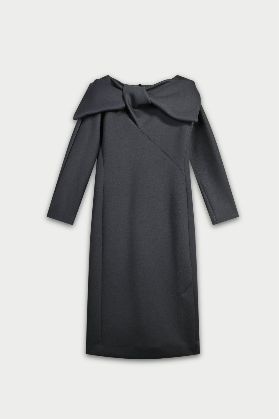 Midi Black Structured Scuba Dress