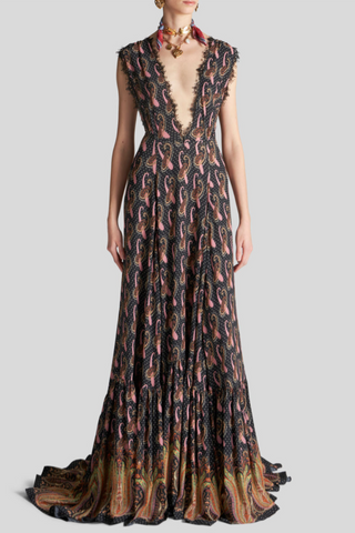 Long Dress from Sable with Paisley Pattern