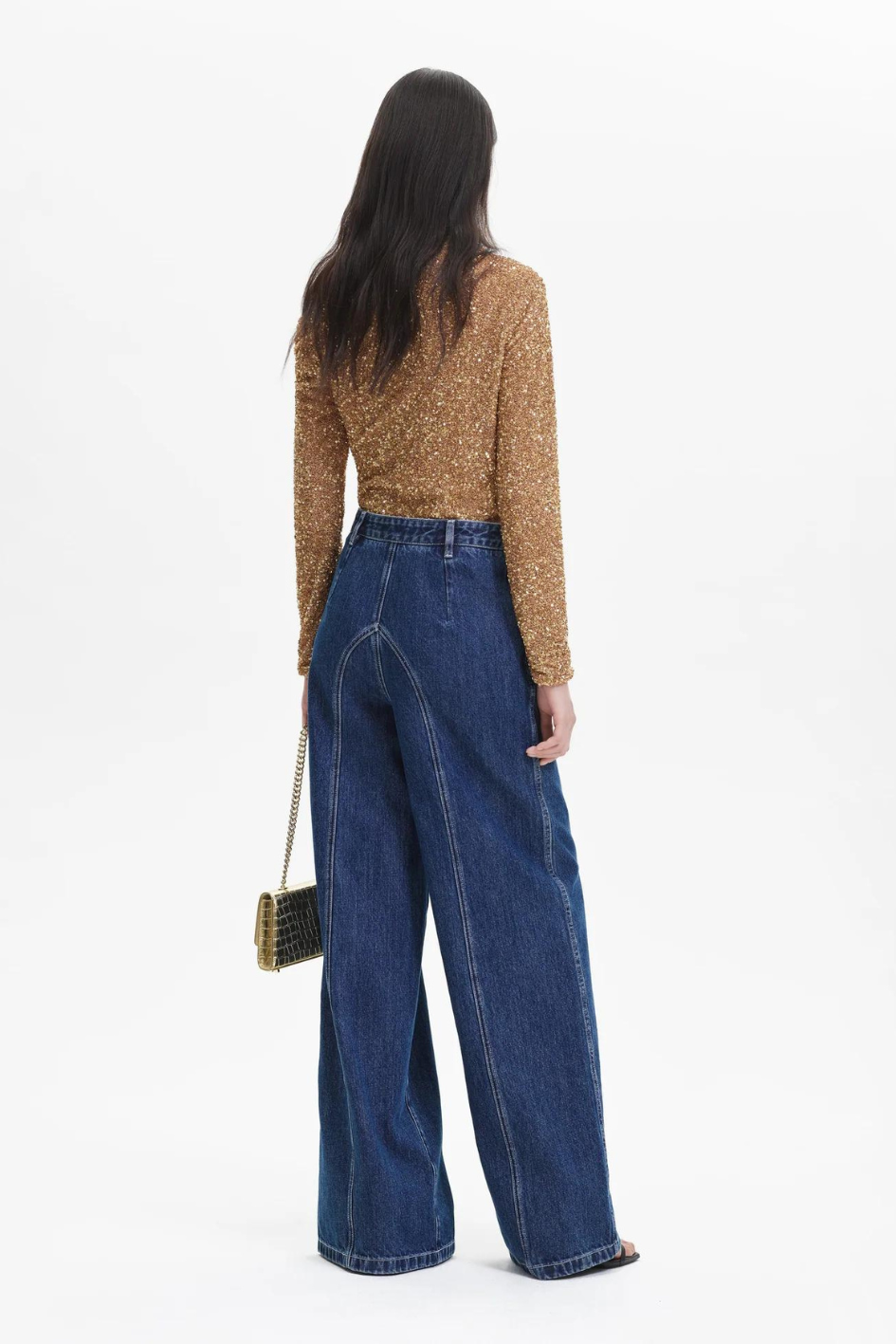 Gold Sequin Asymmetric Top