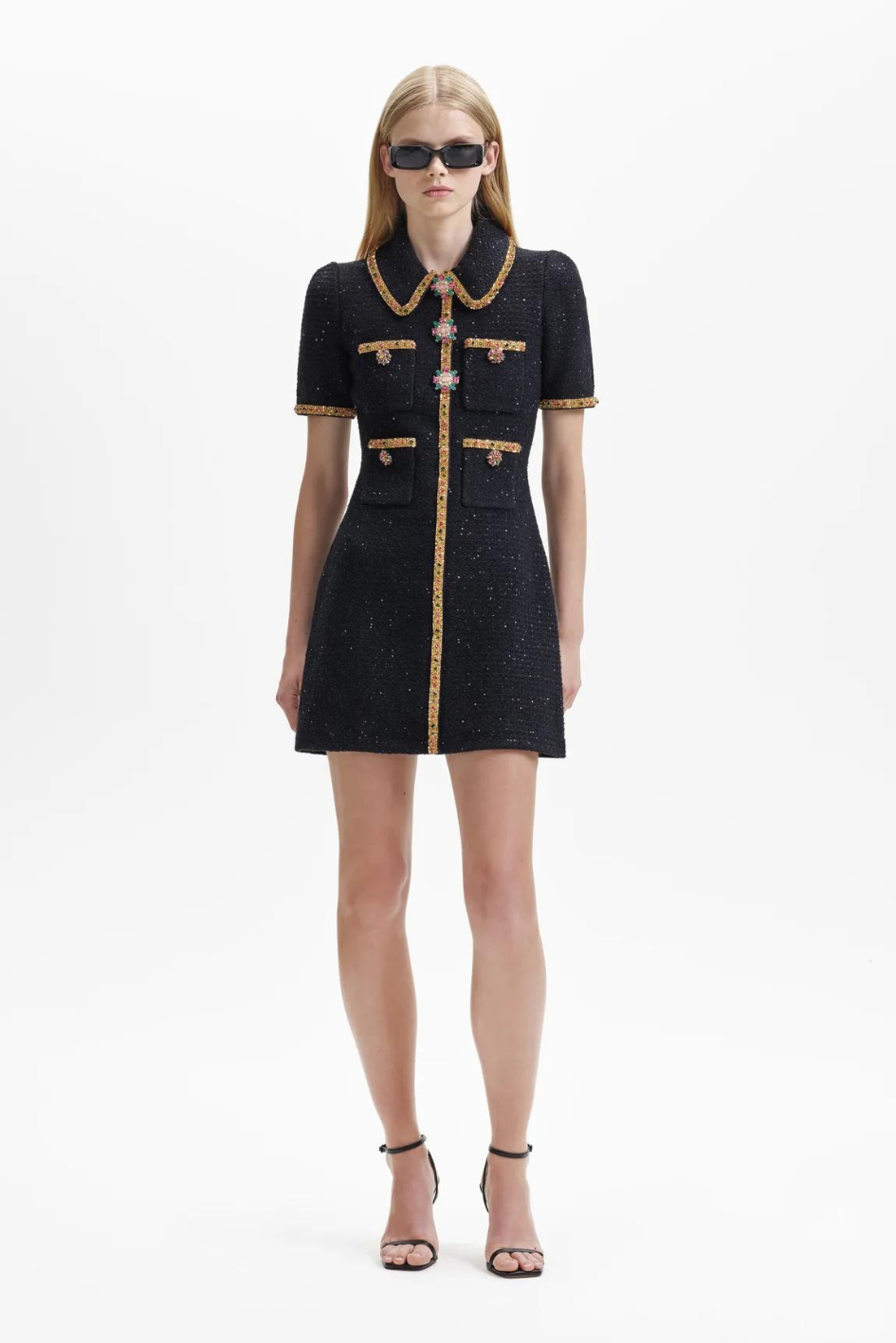 Black Sequin Embellished Knit Mini Dress