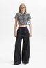 Black Check Boucle Crop Top