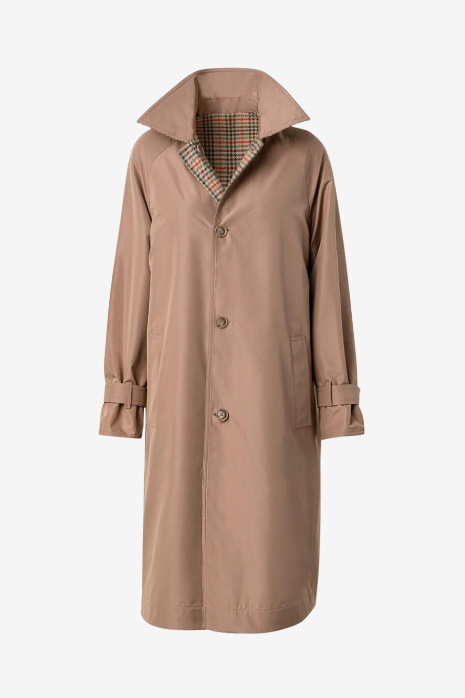 Karierter Mantel aus Woll-Stretchflanell