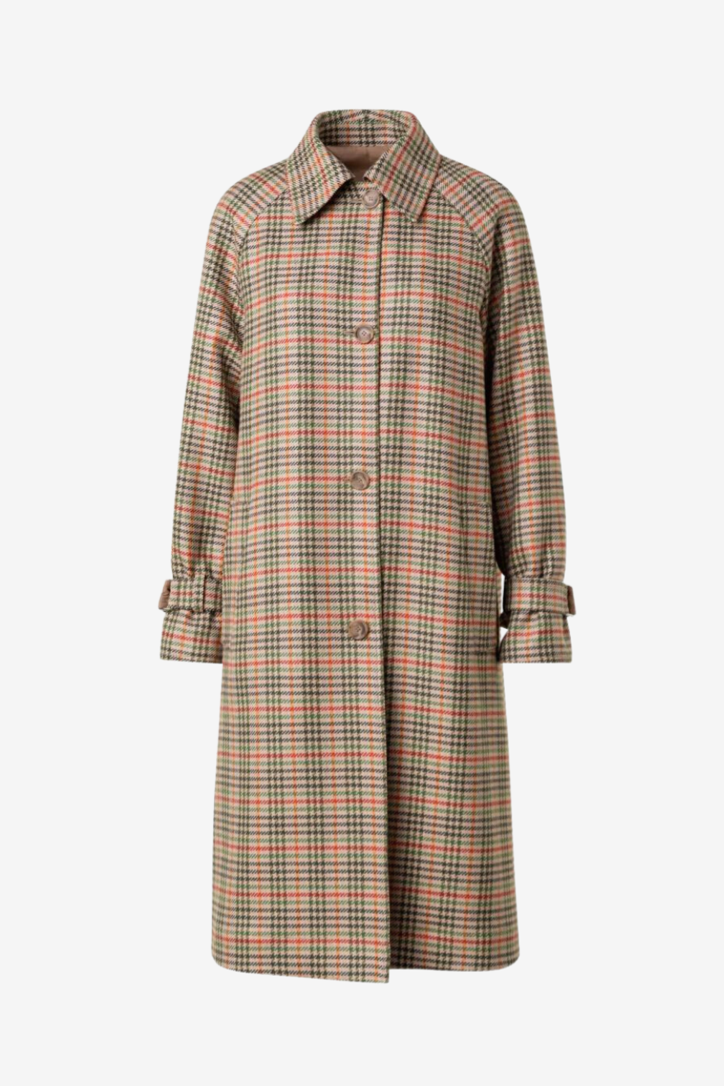 Karierter Mantel aus Woll-Stretchflanell