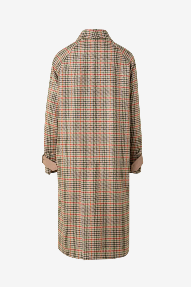 Karierter Mantel aus Woll-Stretchflanell