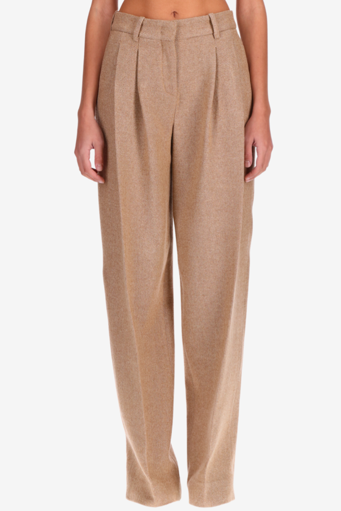 Brown Pleated Pants