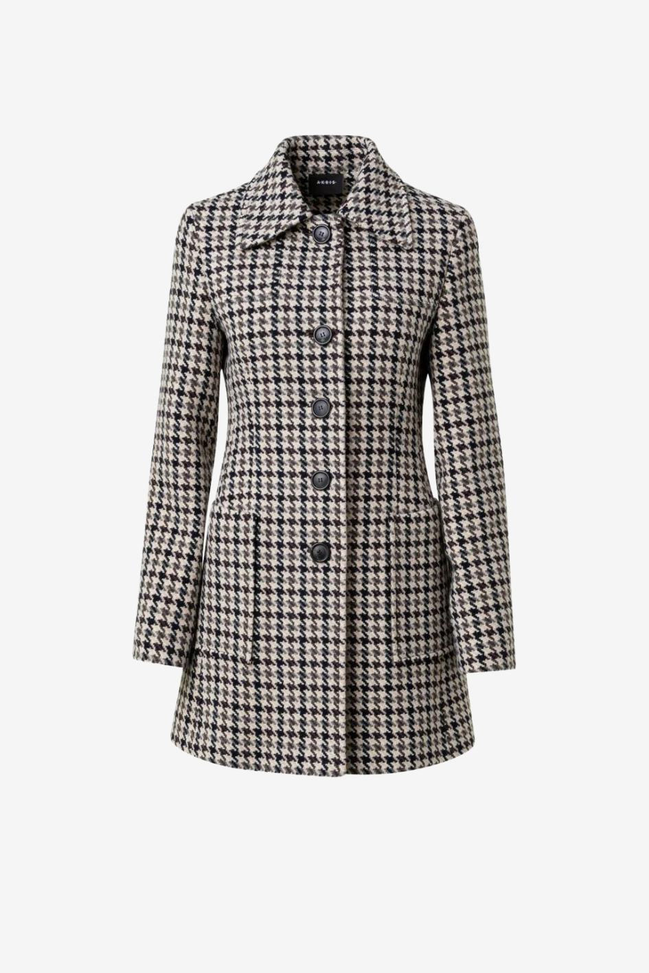 Lange Jacke aus Wolle mit Hahnentritt-Muster