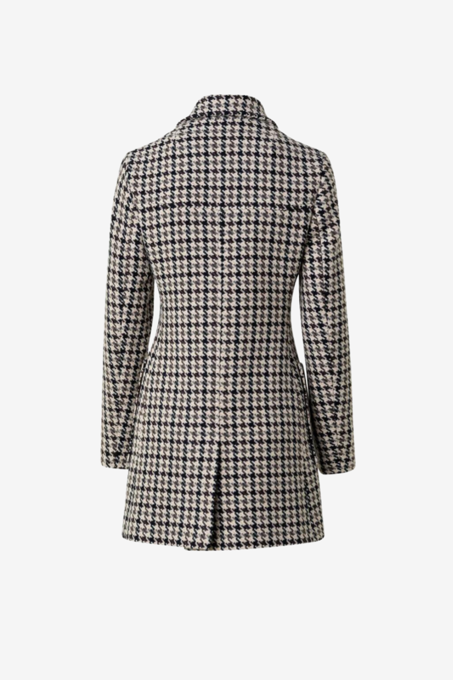 Lange Jacke aus Wolle mit Hahnentritt-Muster