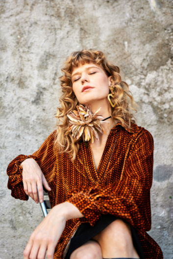 Orange Mary Dala Spets Blouse